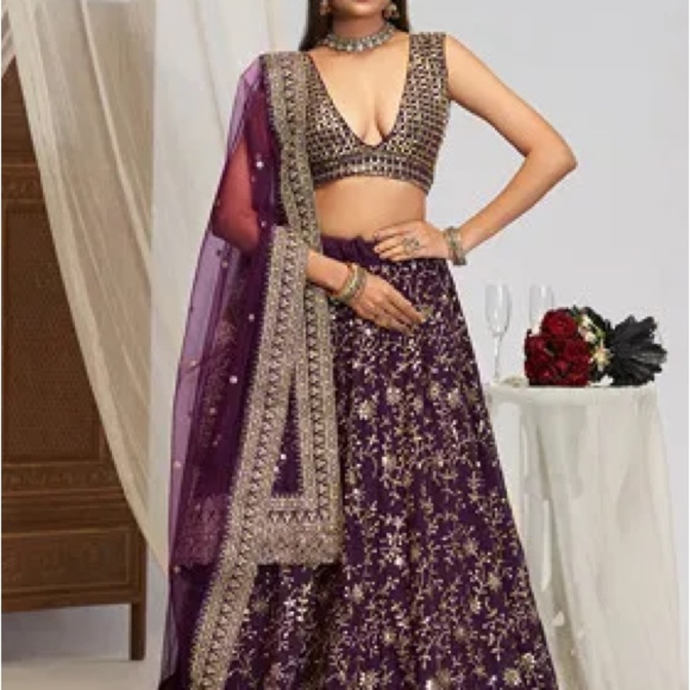 Elegant Purple Embroidered Lehenga Choli